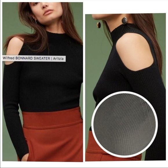 Elegant Black Cold Shoulder Sweater - Picture 3 of 12